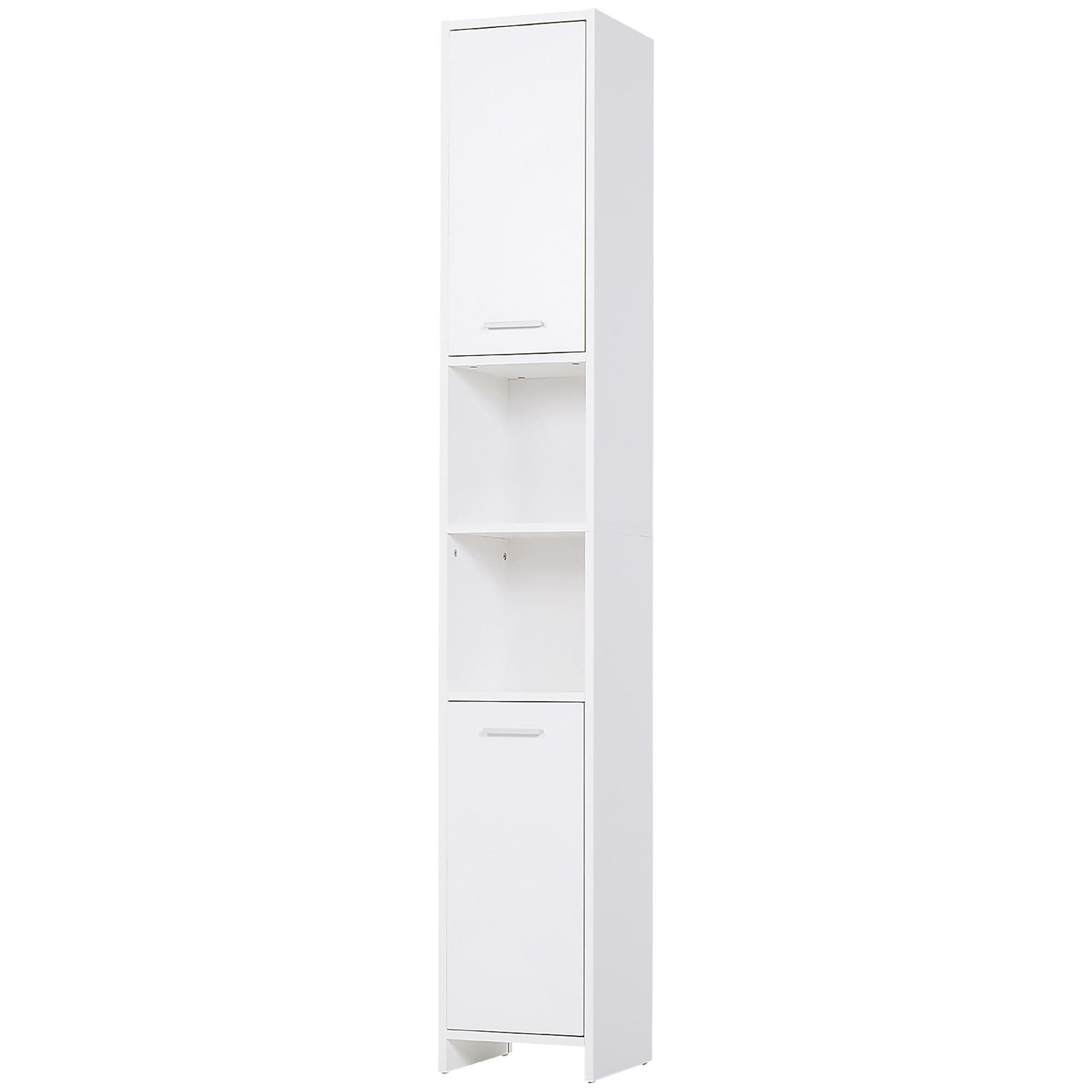 Tall Bathroom Vanities, Narrow Bathroom Cabinets with 2 Doors, Open Compartment and Adjustable Shelves, White Bathroom Cabinets White  at Gallery Canada