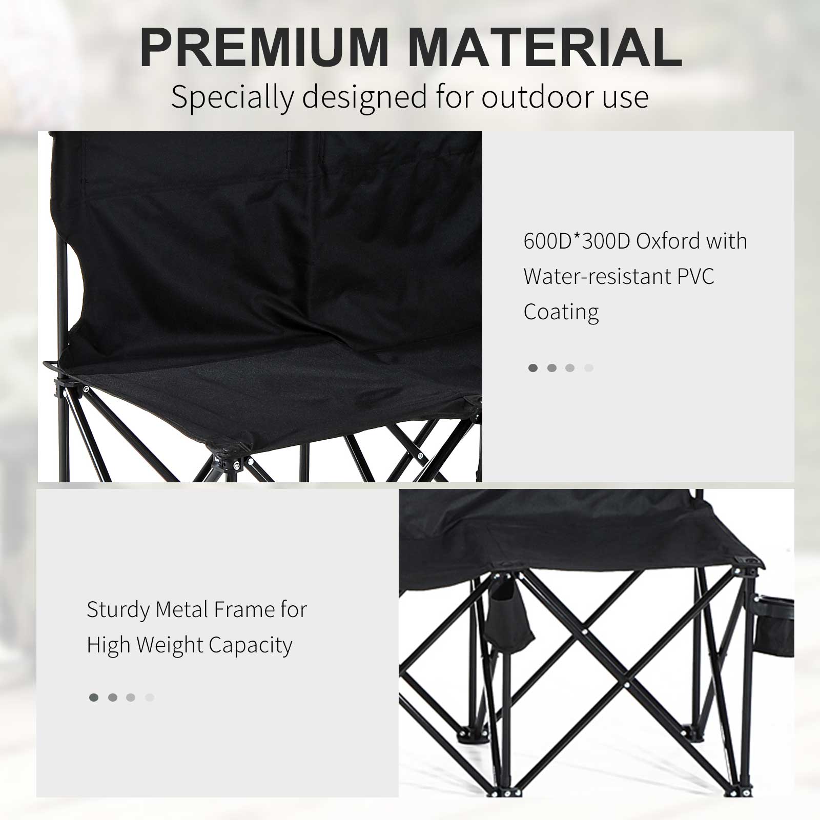 6 Seat Folding Camping Chair with Cup Holder and Carrying Case for Camping, Picnic, Sport Events, Black Picnic Tables & Camping Chairs at Gallery Canada