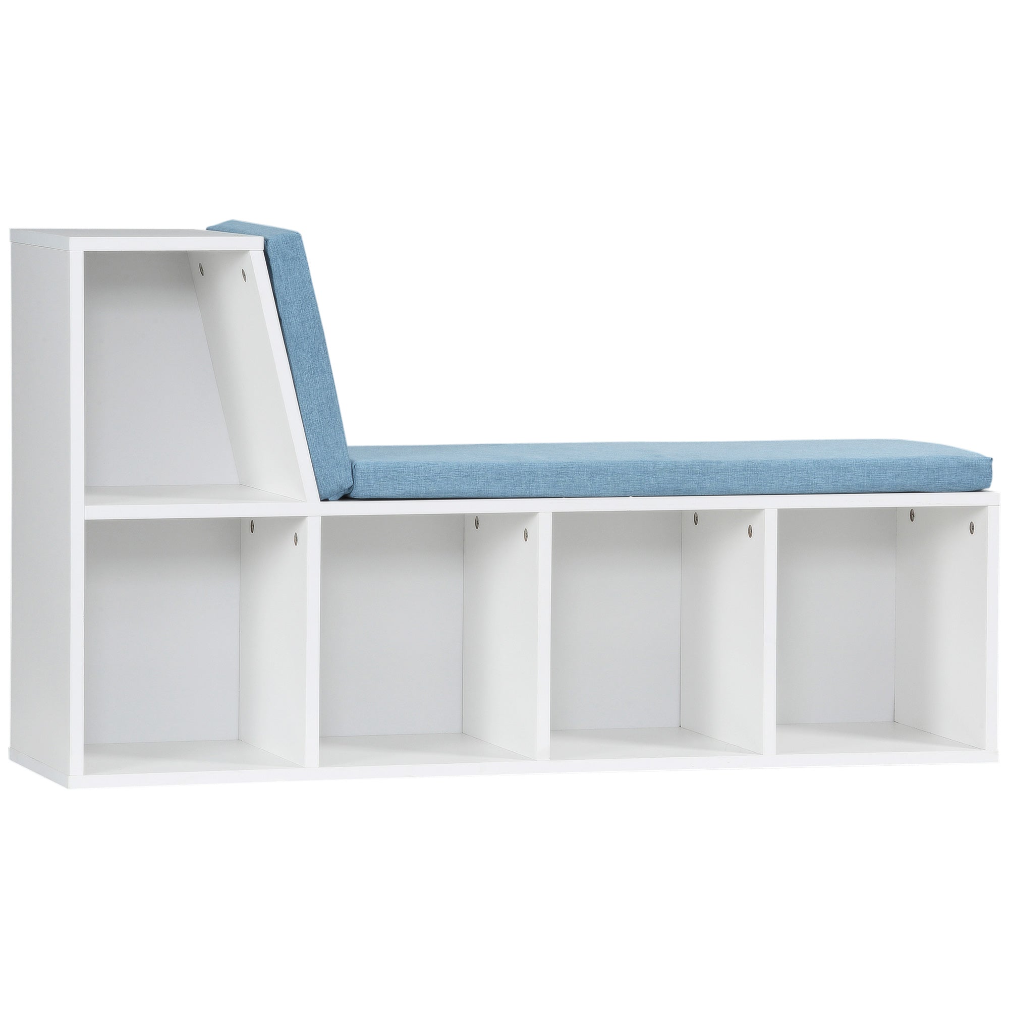 Multi-Purpose Bookshelf with 5 Cubes, 5-Cubby Bookcase with Cushioned Reading Nook and Storage Shelves, Blue Small Bookshelves White, Blue at Gallery Canada