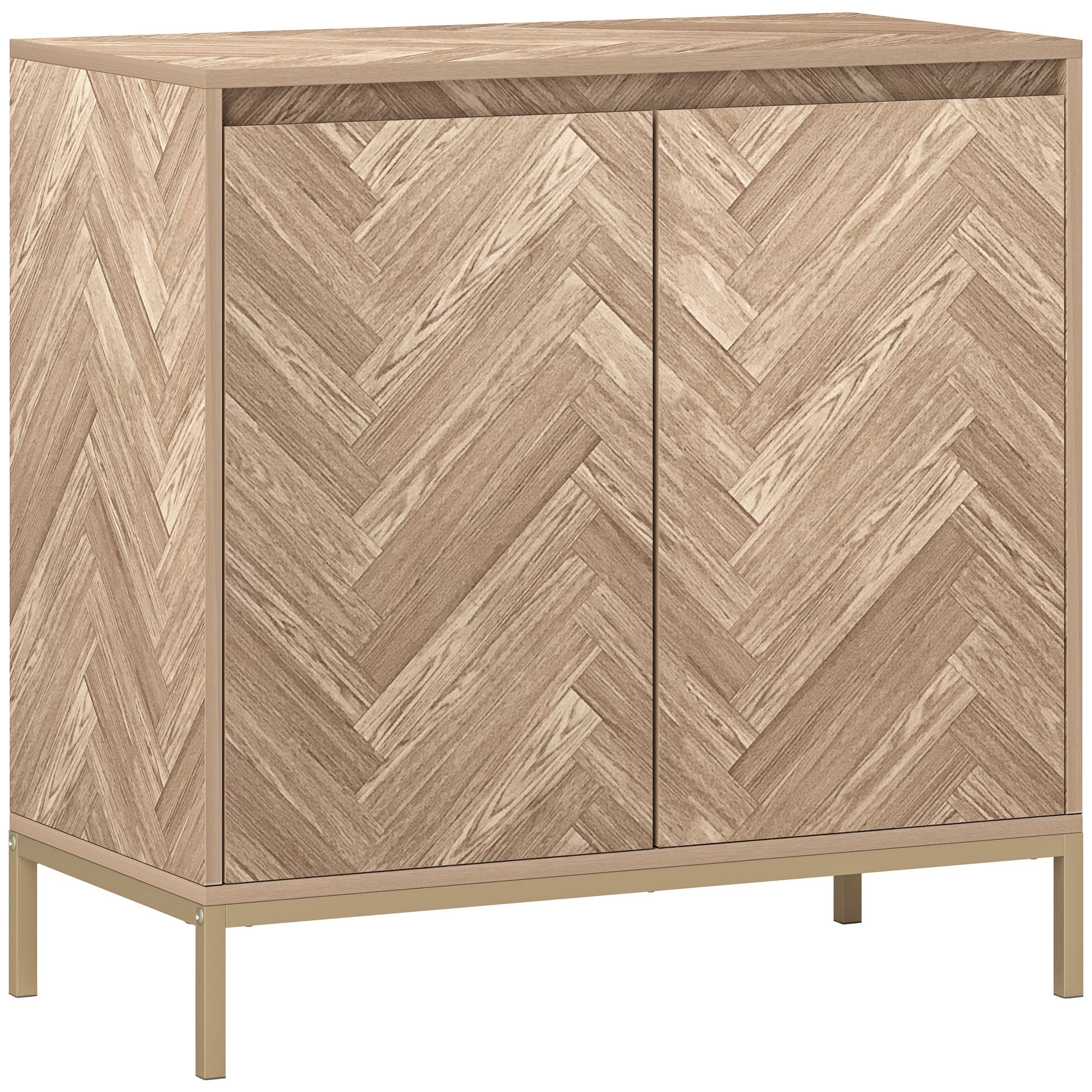 Accent Cabinet, Storage Cabinet with Doors, Adjustable Shelf and Steel Legs, Sideboard for Living Room, Oak Storage Cabinets at Gallery Canada