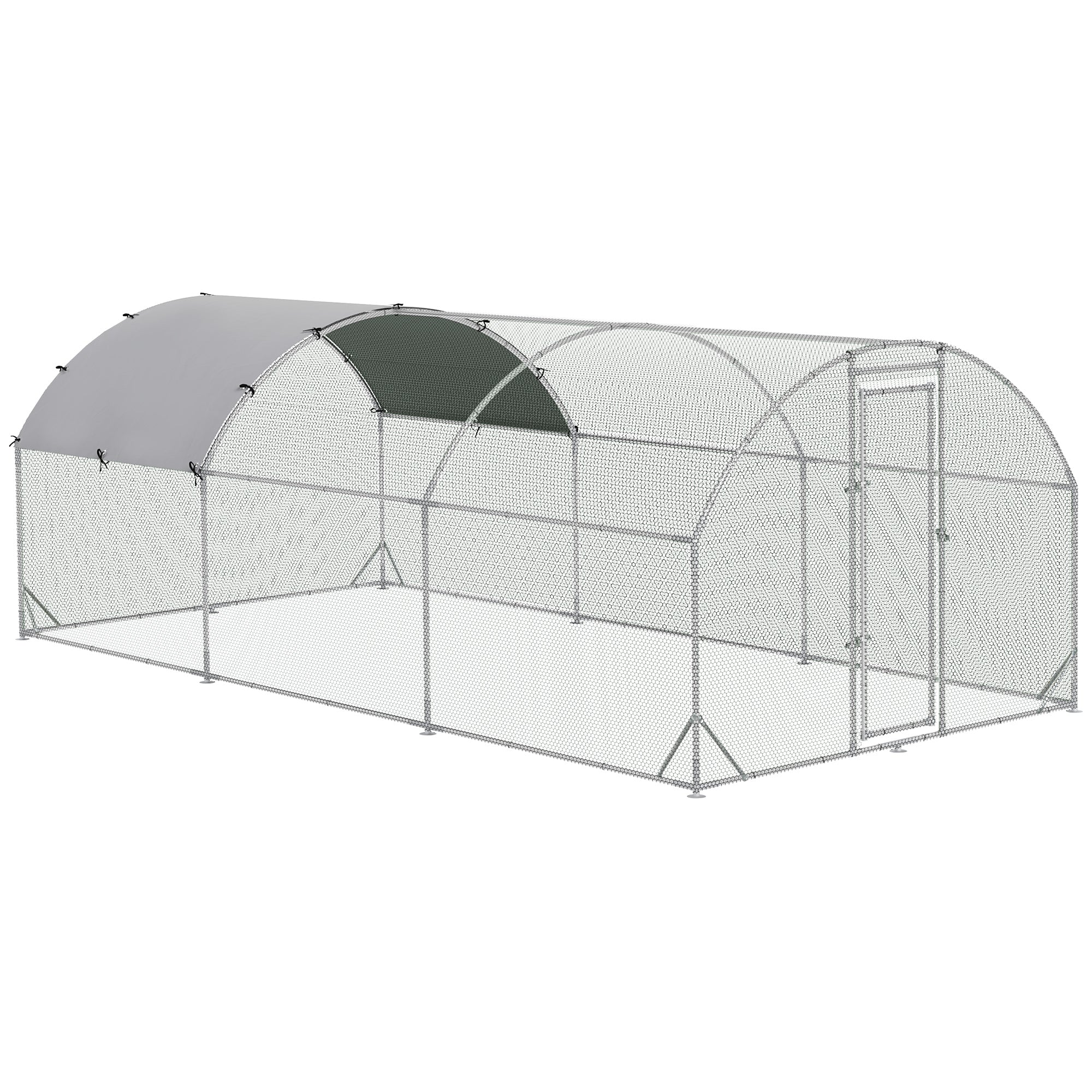 Galvanized Large Metal Chicken Coop Cage Walk-in Enclosure Poultry Hen Run House Playpen Rabbit Hutch with Cover for Outdoor Backyard 9.2' x 18.7' x 6.5' Silver Chicken Coops Silver at Gallery Canada