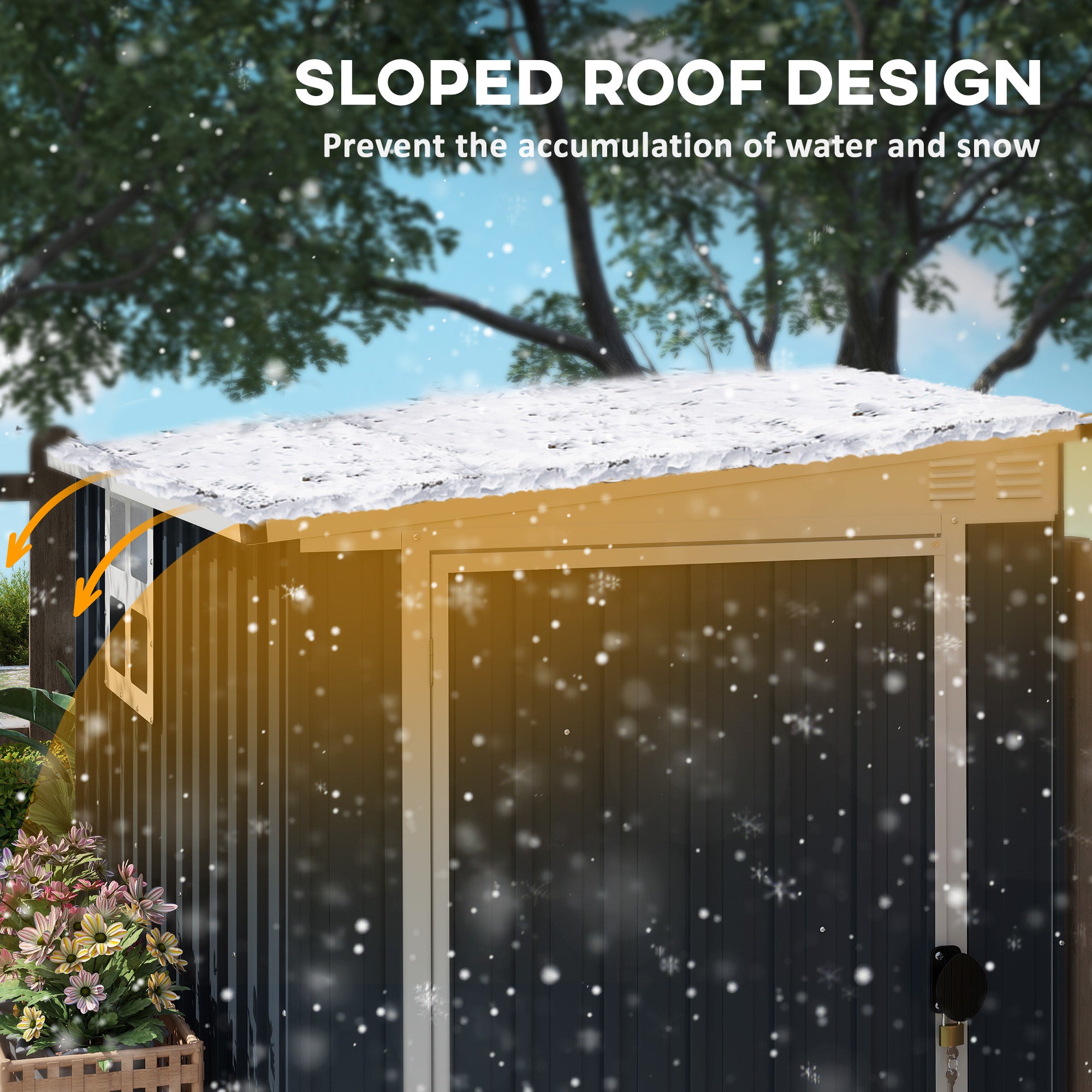 4' x 6' Outdoor Storage Shed, Metal Garden Shed with Window, 2 Vents and Lockable Door for Backyard, Garden, Patio Sheds at Gallery Canada