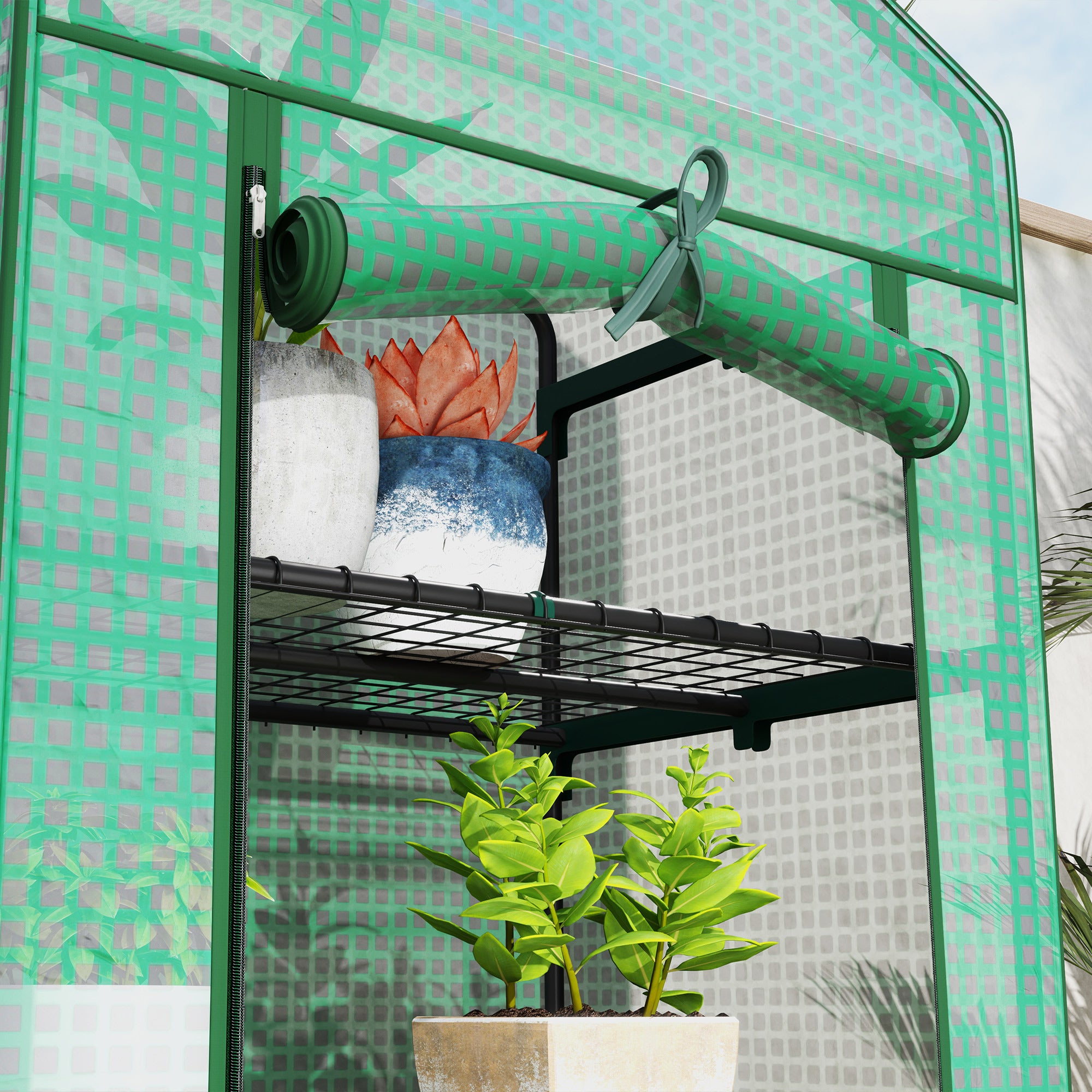 5 Tier Mini Greenhouse, Portable Outdoor Flower Stand with Shelf Clips, Indoor Greenhouse with Steel Frame, Transparent, 27.25