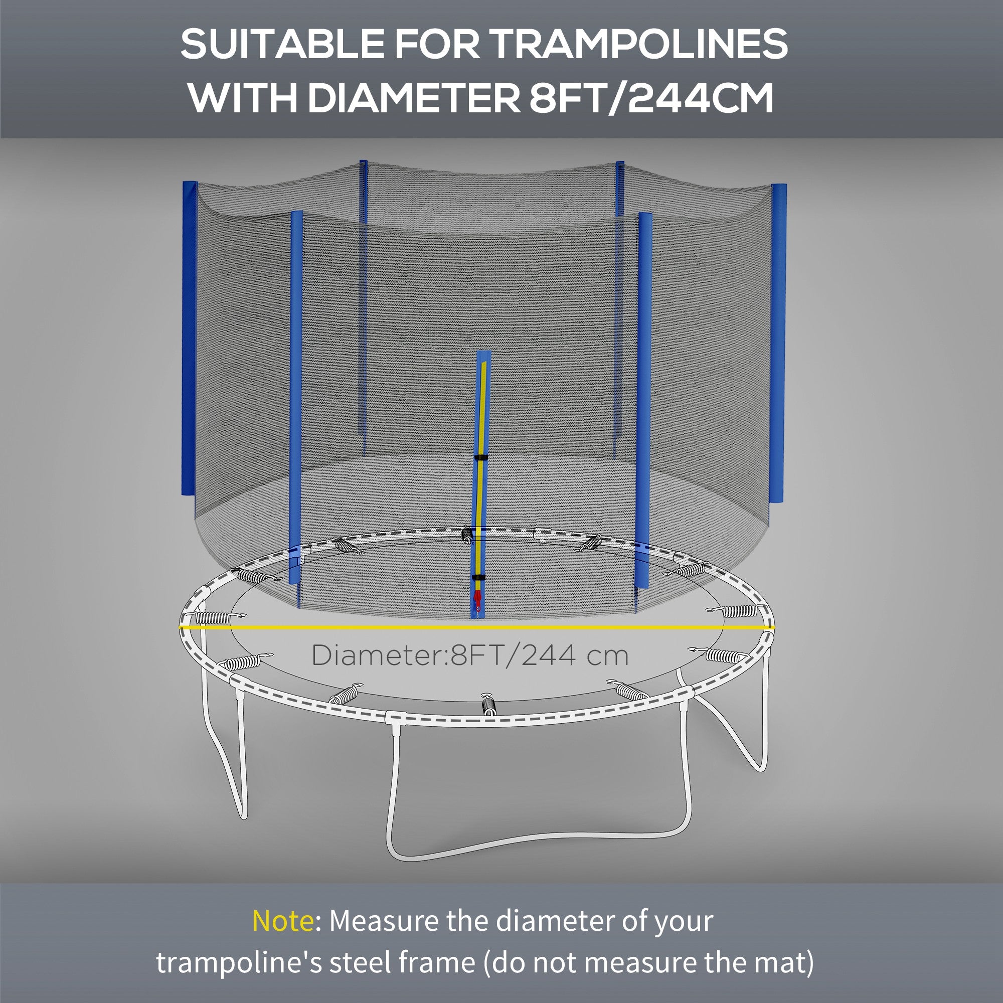 Trampoline Net Enclosure, Trampoline Netting Replacement with Zippered Entrance for 8ft Round Trampoline Trampolines at Gallery Canada