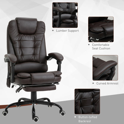 7-Point Vibrating Massage Chair, Reclining Office Chair with Footrest, Reclining Back, Adjustable Height, Brown Massage Chairs   at Gallery Canada