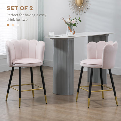 Bar Stools Set of 2 Modern Counter Height Bar Stools with Back, Footrest for Home Kitchen, 23.2"x20.5"x35.4", Pink Bar Stools   at Gallery Canada