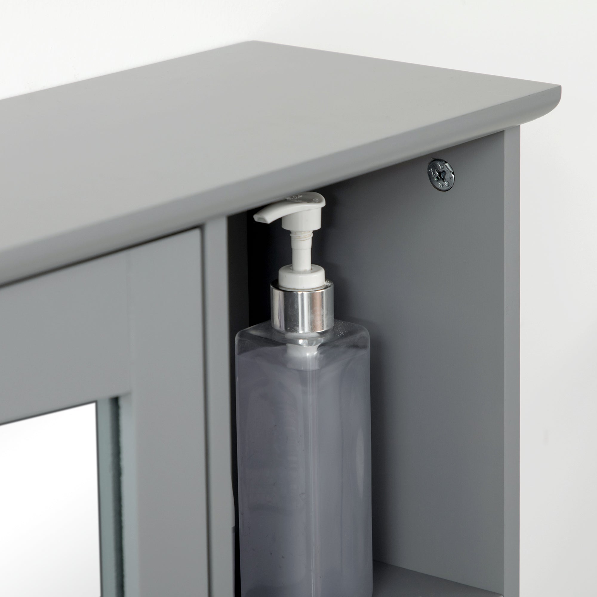 Wall-Mounted Medicine Cabinet, Bathroom Mirror Cabinet with Doors and Storage Shelves, Grey Mirror Medicine Cabinets   at Gallery Canada