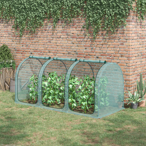 9' x 4' Crop Cage, Garden Plant Protector, with 3 Zippered Doors and 6 Ground Stakes, for Garden, Yard, Lawn, Green