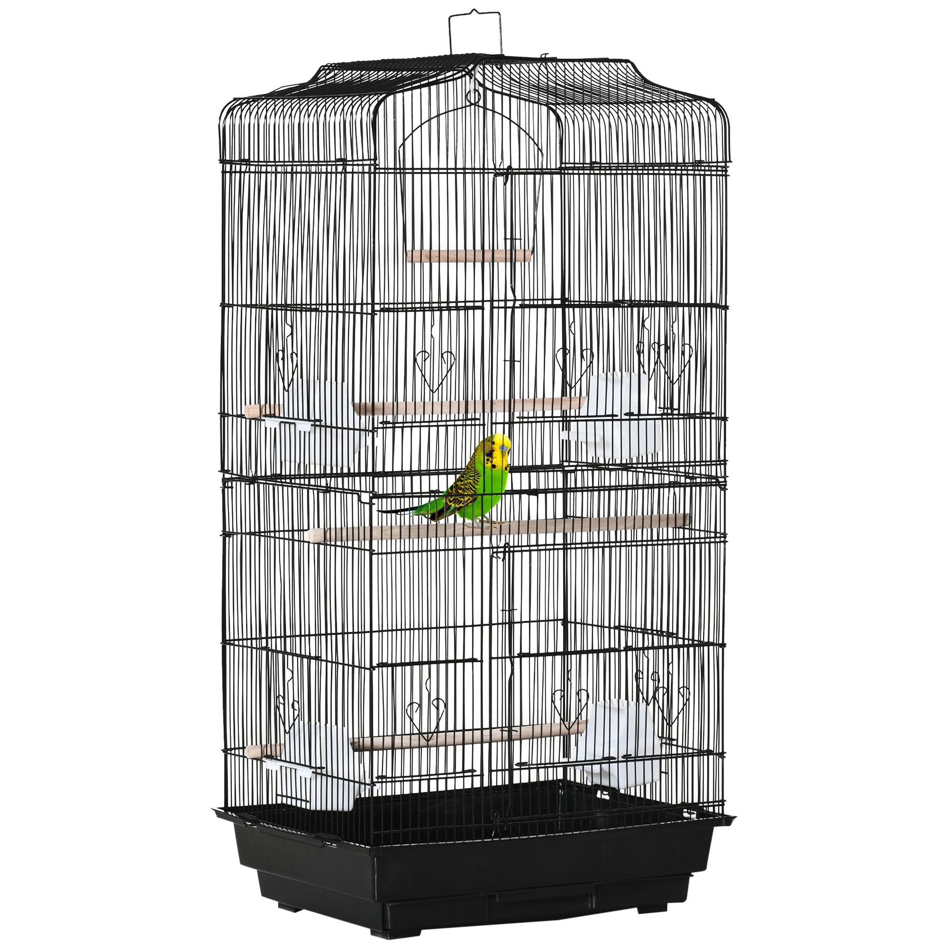 36" Bird Cage, Macaw Play House, Cockatoo, Parrot, Finch Flight Cage, 2 Doors Perch, 4 Feeder Pet Supplies, Black Bird Cages Black  at Gallery Canada