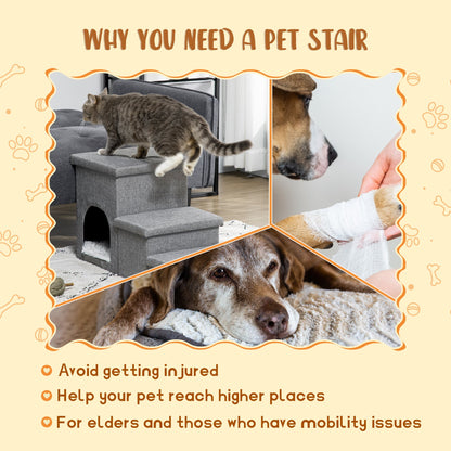 Dog Ramp with Storage Boxes and Condo, 3-step Pet Stairs for High Beds and Couch with Washable Plush Cushion Dog Stairs   at Gallery Canada