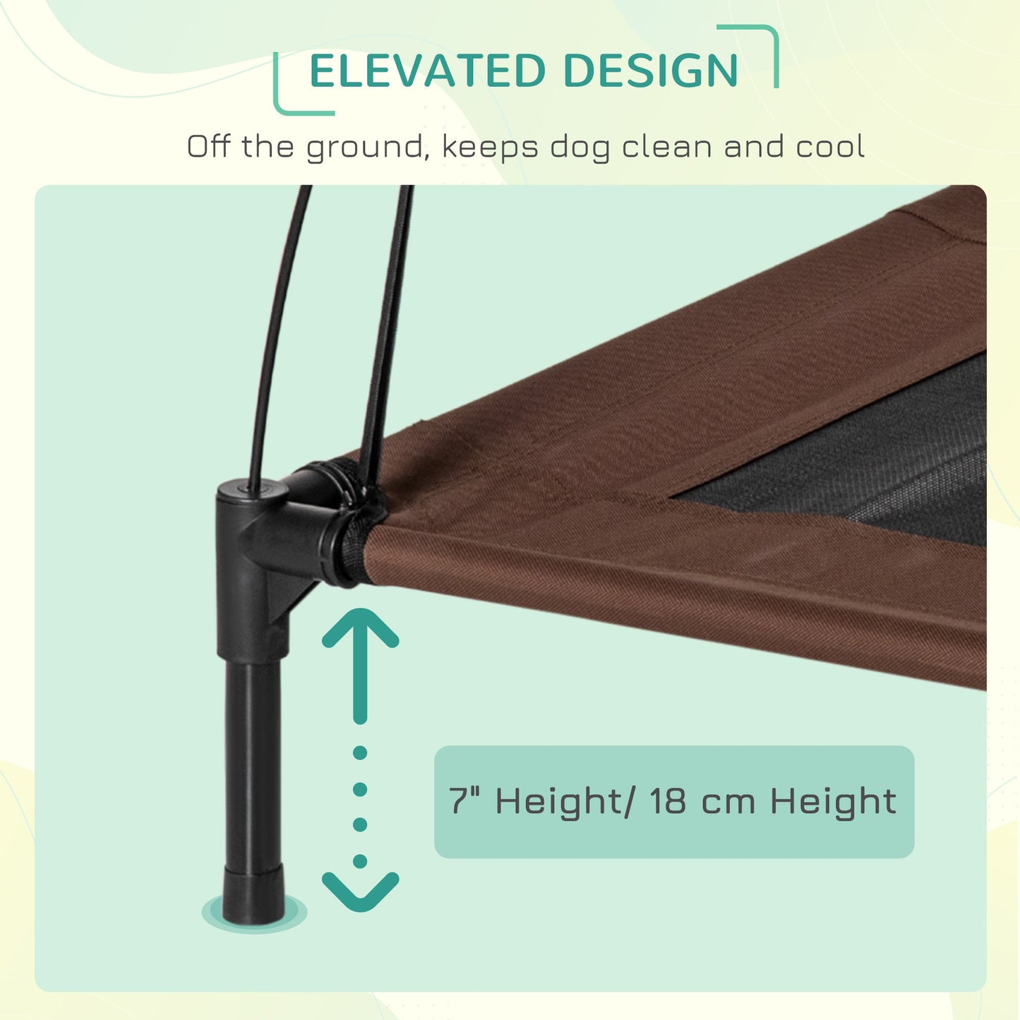 Elevated Dog Bed with Canopy, Portable Raised Dog Cot for M Sized Dogs, Indoor &; Outdoor, 30" x 24" x 29", Coffee Elevated Dog Beds   at Gallery Canada