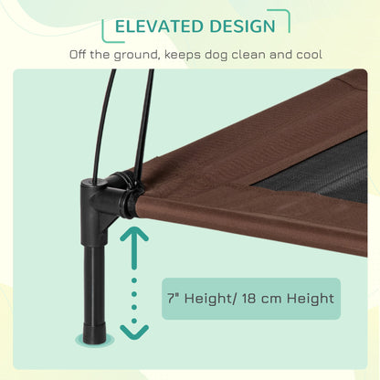 Elevated Dog Bed with Canopy, Portable Raised Dog Cot for M Sized Dogs, Indoor &; Outdoor, 30" x 24" x 29", Coffee Elevated Dog Beds   at Gallery Canada