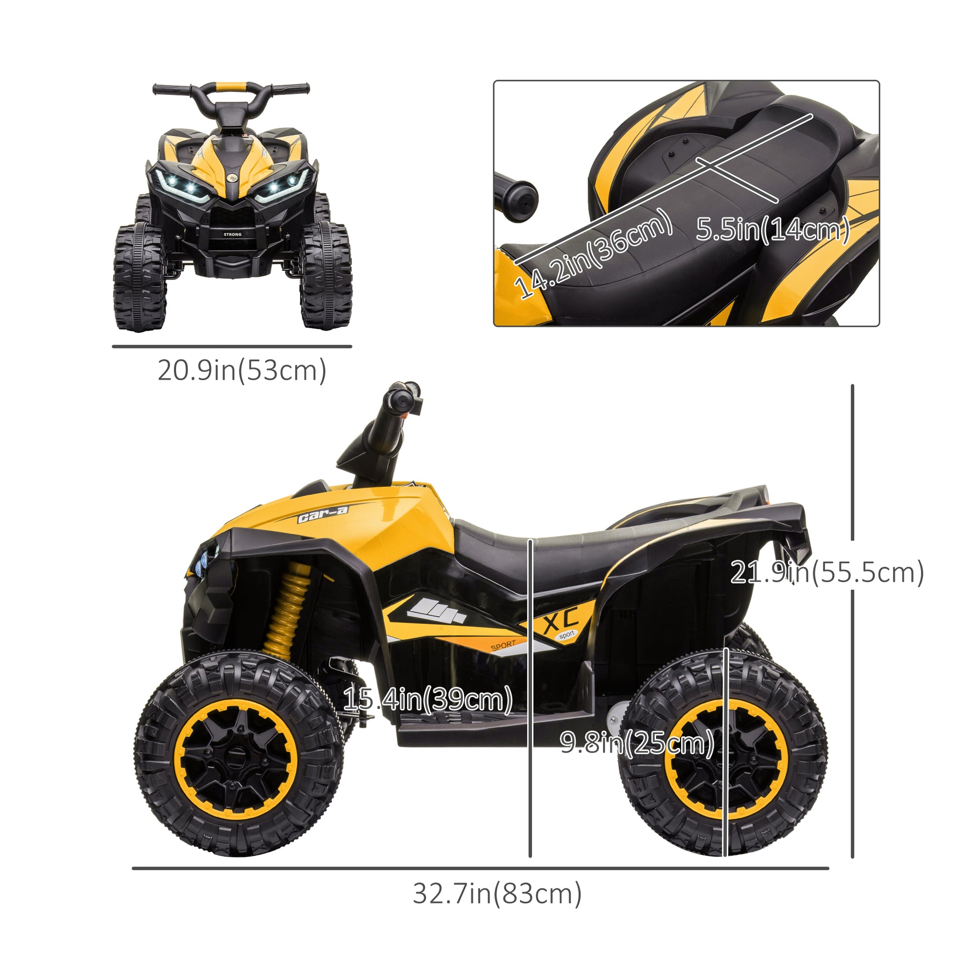 Kids 4 Wheeler Quad with Music, MP3, Headlights, High &; Low Speed, Kids ATV for 3-5 Years Old Boys &; Girl, Yellow Electric Toy Cars   at Gallery Canada