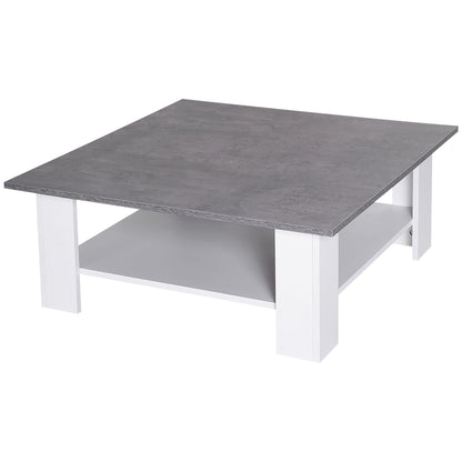 Square Coffee Table with Storage Shelf and Cement-like Tabletop for Living Room, White Coffee Tables Multi Colour  at Gallery Canada