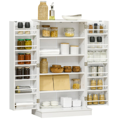 41" Storage Cabinet, 2-Door Kitchen Pantry Cabinet with 5-tier Shelving, 12 Spice Racks and Adjustable Shelves Kitchen Pantry Cabinets White and Natural  at Gallery Canada