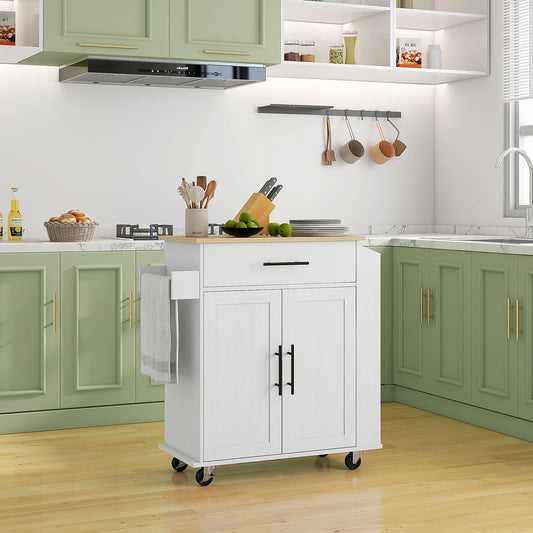 Rolling Island with Wheels for Kitchen, Kitchen Island on Rollers with Power Outlets, Drawer and Doors Kitchen Islands & Kitchen Carts   at Gallery Canada