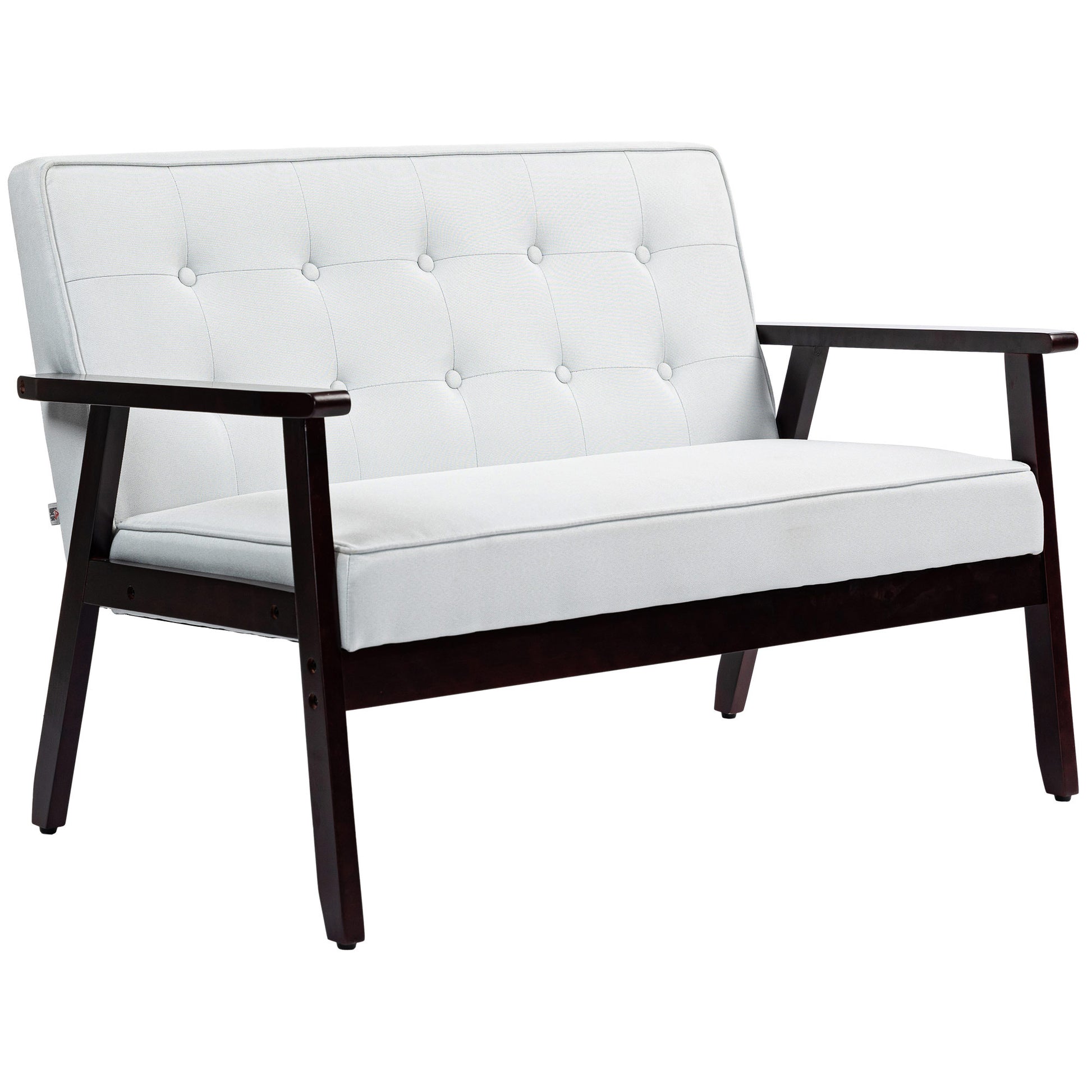 44.5" 2 Seat Sofa for Bedroom, Modern Upholstered Loveseat with Button Tufted Back and Wood Legs, Cream White 2-Seater Sofas at Gallery Canada