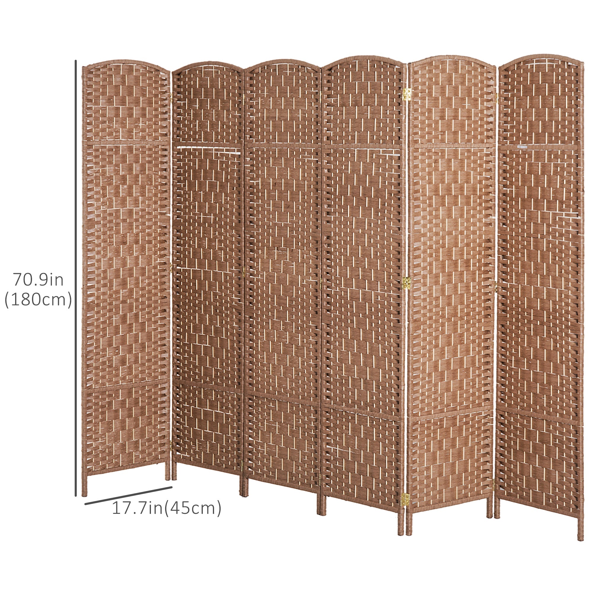 6ft Folding Room Divider, 6 Panel Wall Partition with Wooden Frame for Bedroom, Home Office, Natural Room Dividers   at Gallery Canada