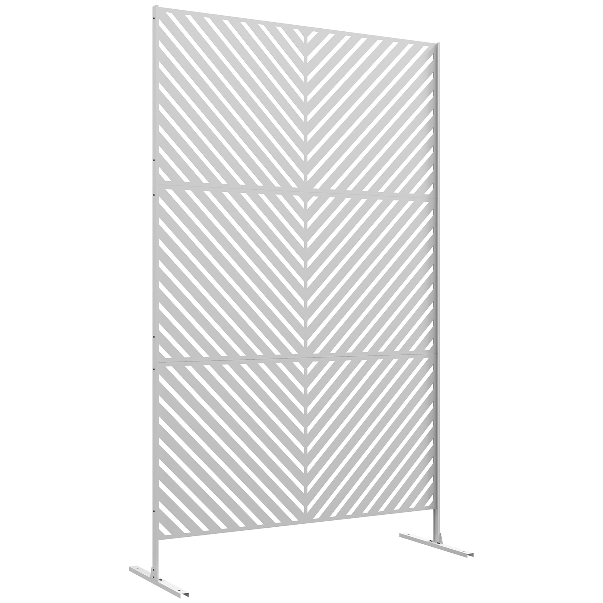 6.5FT Decorative Outdoor Divider, Metal Privacy Screen with Stand, Triangle Style, White Side Awnings at Gallery Canada