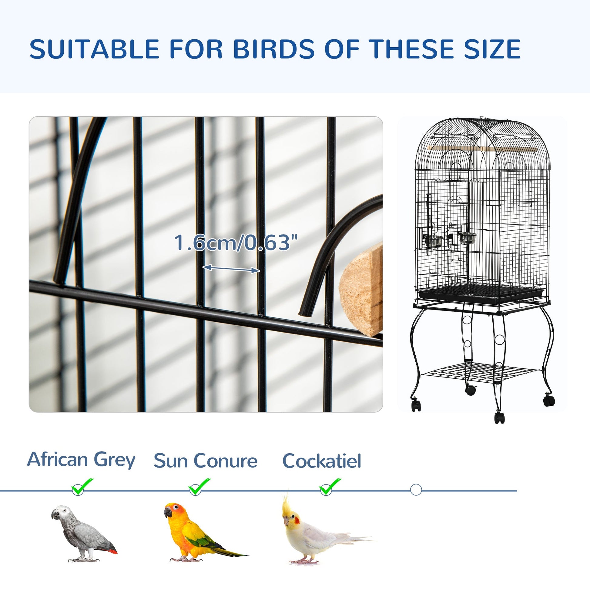 60" Large Bird Cage with Openable Top for Cockatie, Sun Conure Bird Cages   at Gallery Canada