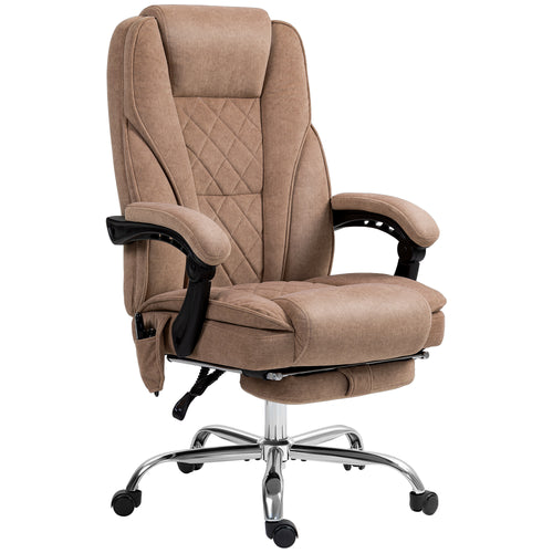 Massage Office Chair, Heated Reclining Computer Chair with Adjustable Height and Footrest, Brown