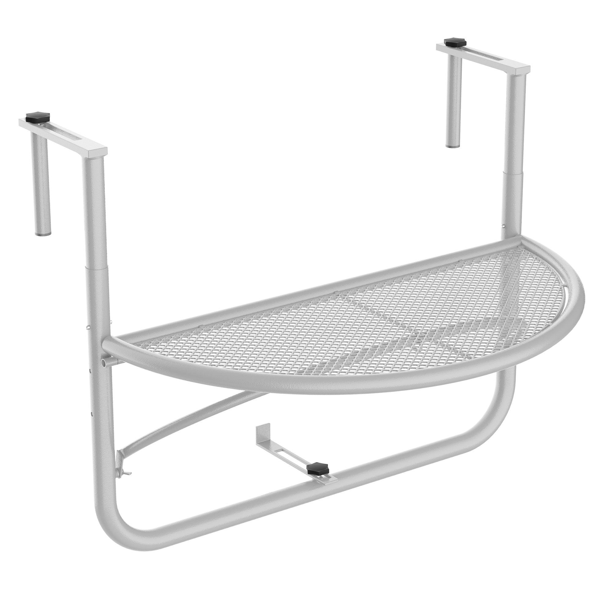 Adjustable Balcony Hanging Railing Table, Metal Mounting Mini Wall Desk Storage Rack, Outdoor Flower Stand Serving Table Half Round, White Balcony Table Hanging White at Gallery Canada