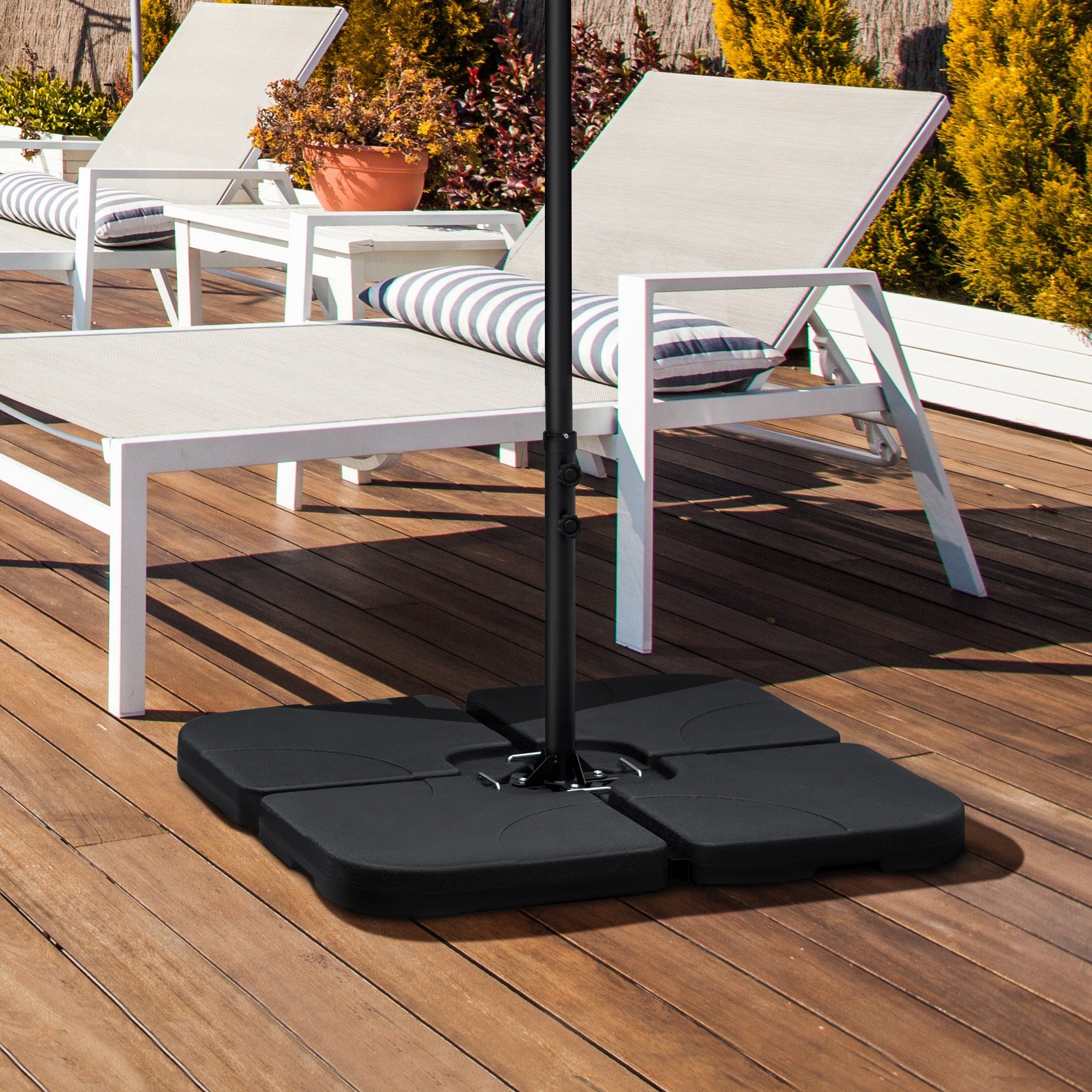 4 Piece Umbrella Base Stand w/ U Locking, 132 lb Capacity Water or 172 lb Capacity Sand, Black Umbrella Bases at Gallery Canada