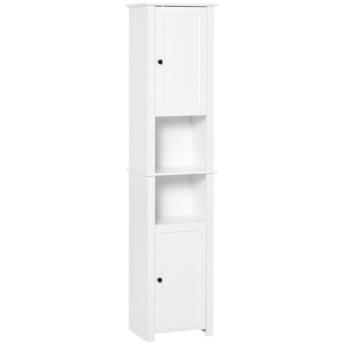 Tall Medicine Cabinet, Freestanding Bathroom Storage Cabinet with Shelves and 2 Cupboards, Bathroom Organizer, White