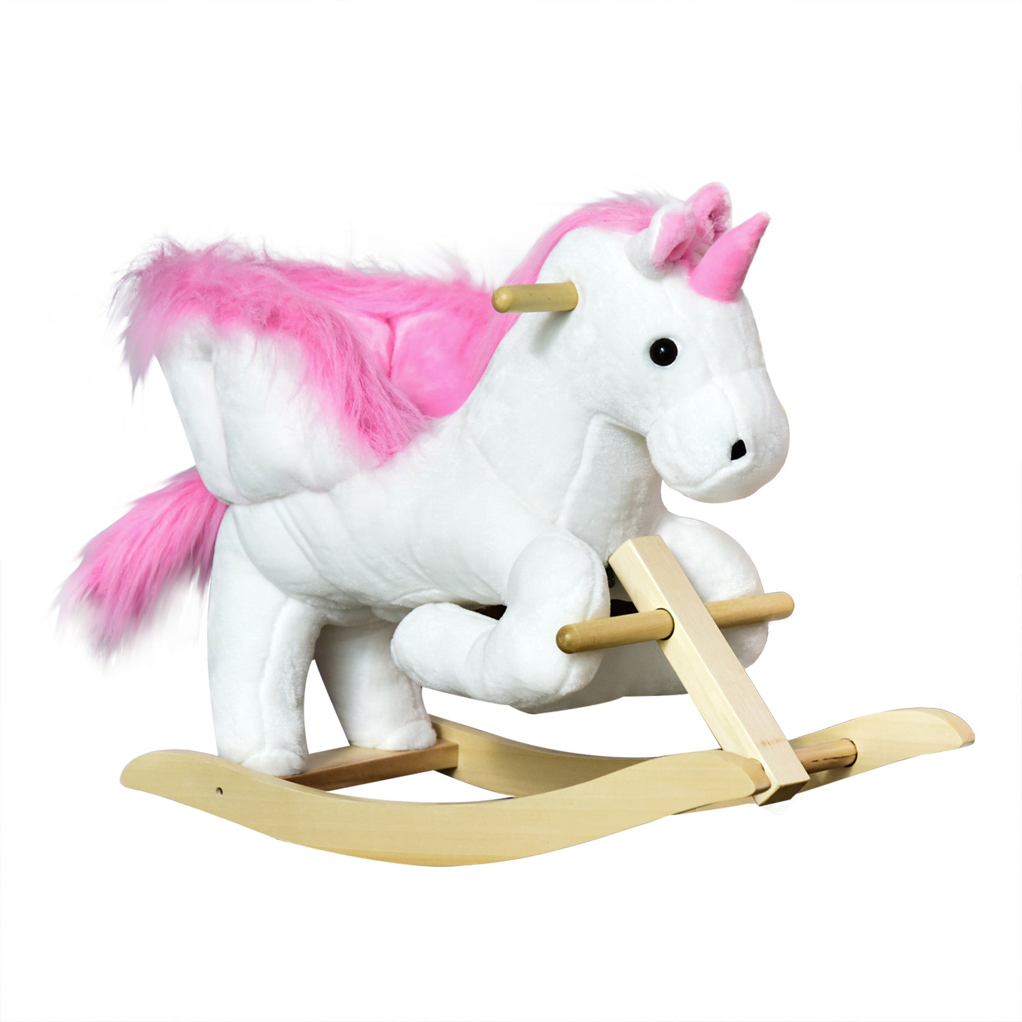 Kids Rocking Horse, Rocking Chair Nursery Plush Unicorn, Child Soft and Warm Ride on toy with Sing Along Song Pink Rocking Horses White and Pink at Gallery Canada