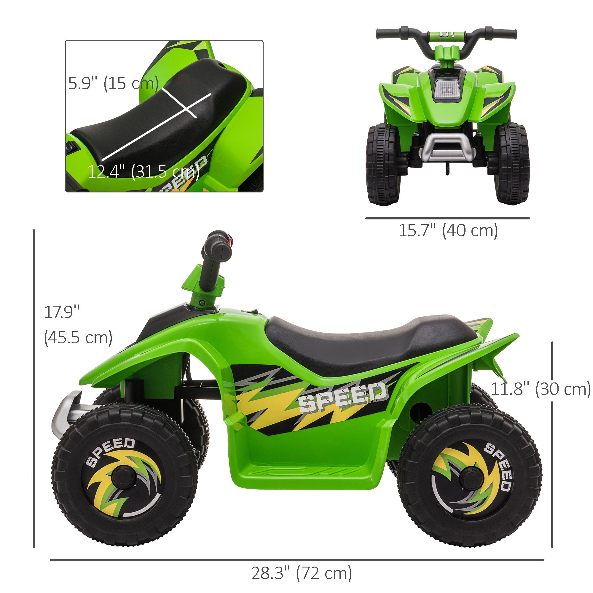 Kids Ride on ATV, 6V Battery Powered Quad Car with Forward, Reverse Switch, for Boys Girls 18-36 Months, Green Electric Toy Cars   at Gallery Canada