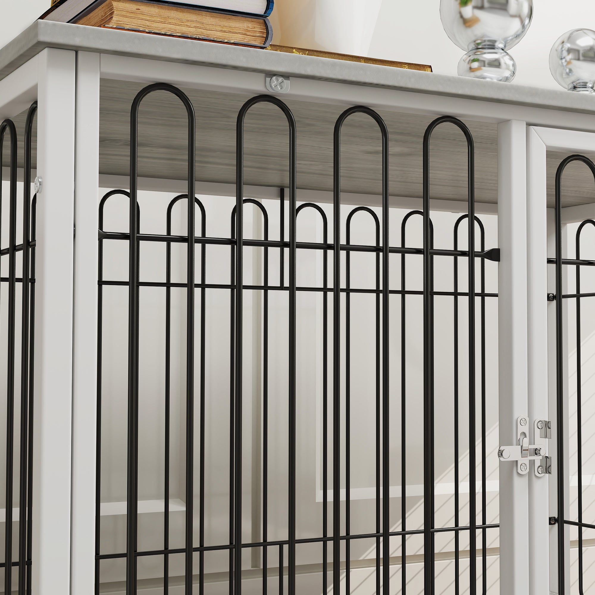 Dog Crate Furniture with Washable Cushion, Adjustable Feet for Medium Dogs, Indoor Use, Grey Houses, Kennels & Pens at Gallery Canada