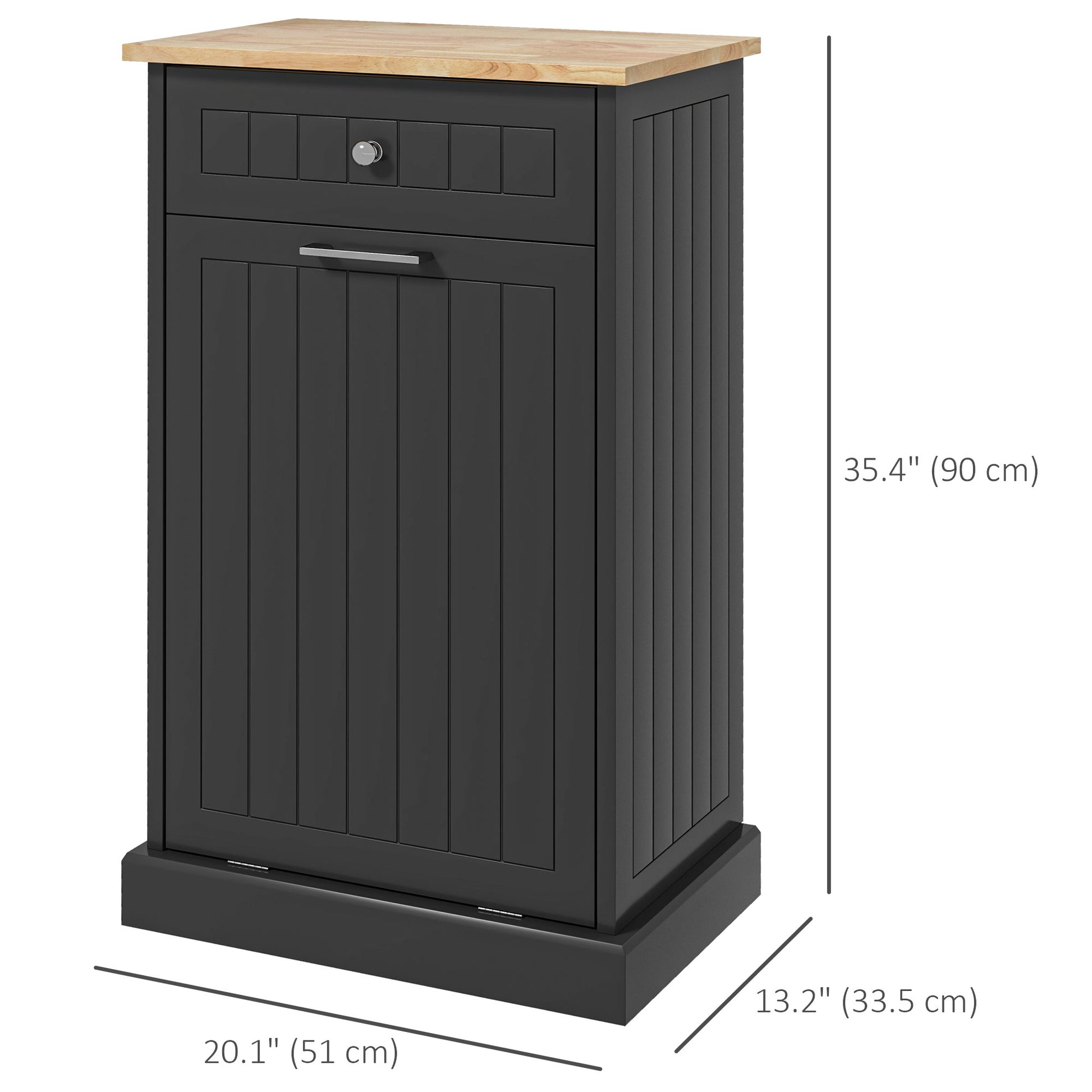 Kitchen Tilt Out Trash Bin Cabinet, Free Standing Recycling Cabinet, Trash Can Holder with Drawer, Black Storage Cabinets   at Gallery Canada