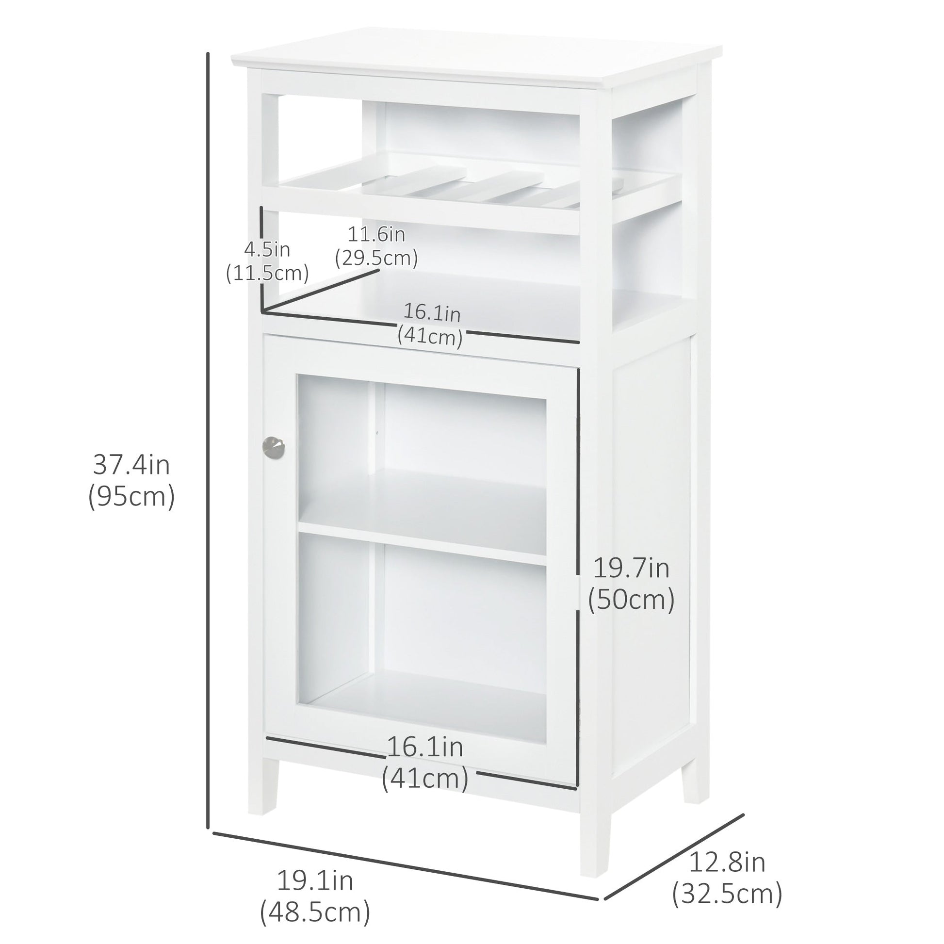 Wine Cabinet with 4 Bottle Wine Rack, Open Shelf, Acrylic Door Cabinet with Adjustable Shelf for Home Bar, White Wine Racks White  at Gallery Canada