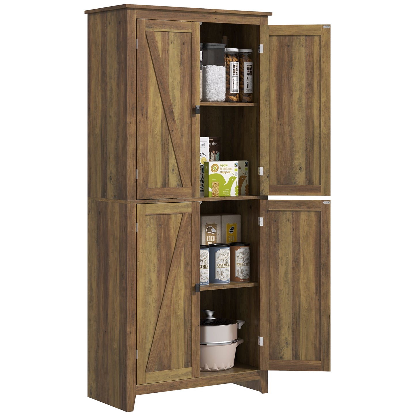 72" Freestanding Storage Cabinet, Kitchen Pantry Cabinet with Doors and Shelves for Dining Room, Brown Kitchen Pantry Cabinets   at Gallery Canada