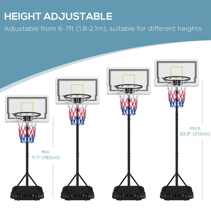 6-7ft Portable Basketball Hoop, Basketball Goal with Wheels and Fillable Base, for Teenagers Youth Adults Basketball   at Gallery Canada