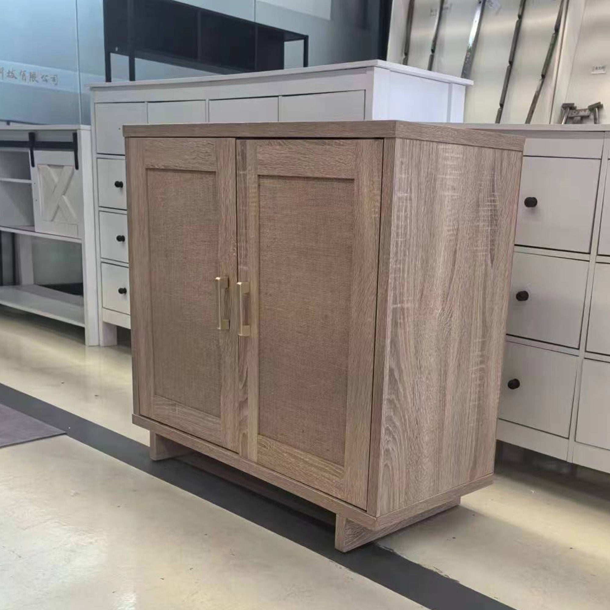 Accent Cabinet with Linen Doors and Adjustable Shelves for Living Room, Dining Room, Kitchen Storage Cabinets   at Gallery Canada