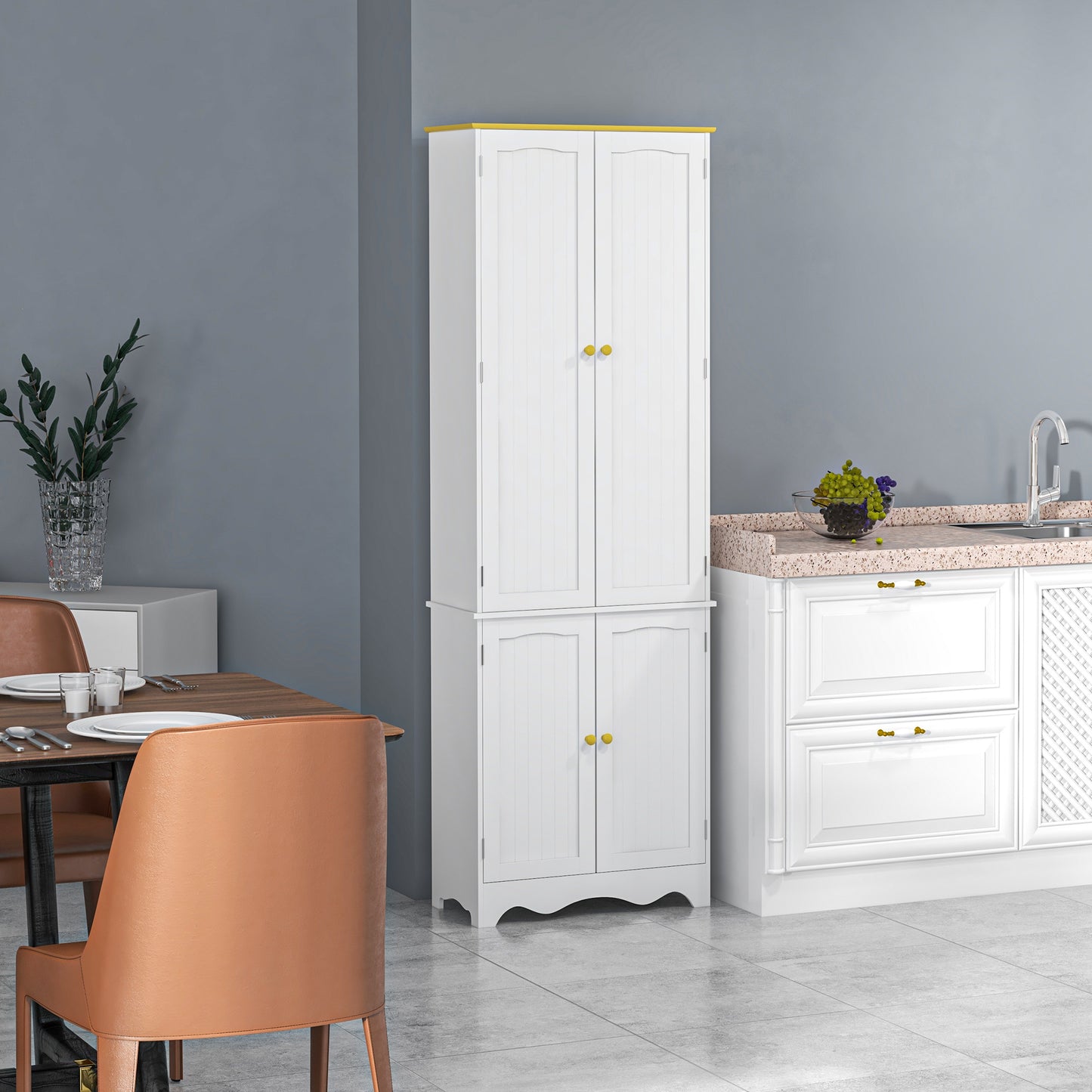 Freestanding Storage Cabinet, Kitchen Pantry Cabinet with 4 Shelves, 4 Doors, Kitchen Storage Cabinets for Dining Room Kitchen Pantry Cabinets   at Gallery Canada