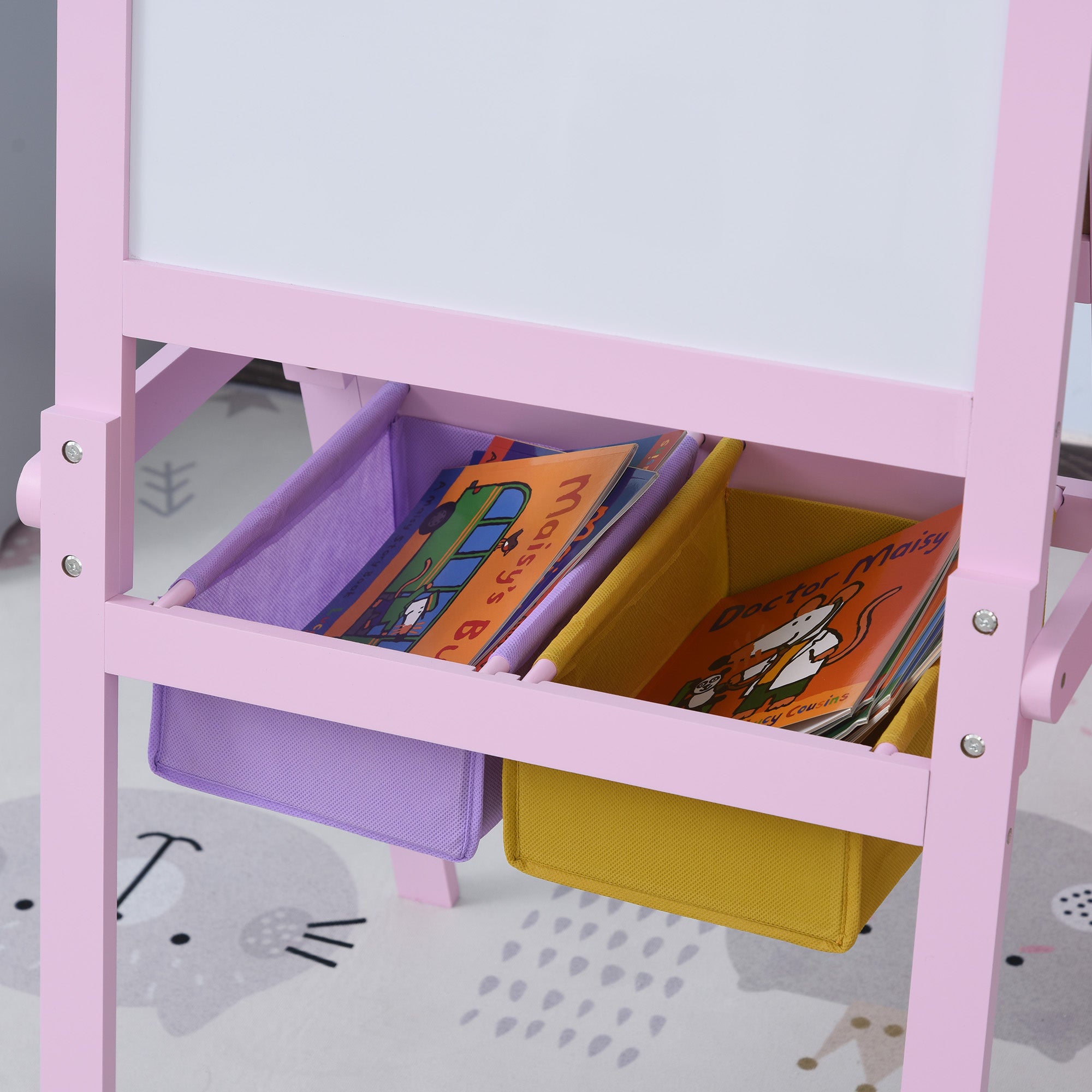 3 In 1 Kids Wooden Art Easel with Paper Roll Double-Sided Chalkboard &; Whiteboard with Storage Baskets Gift for Toddler Girl Age 3 Years+ Pink Kids Desk Sets at Gallery Canada