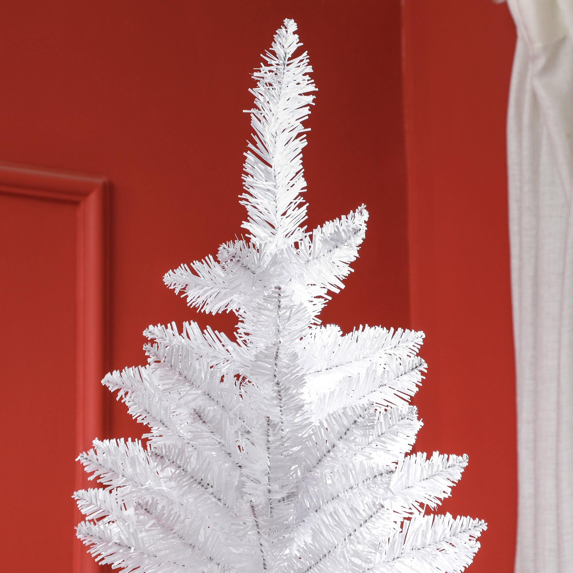 7ft Tall Pencil Artificial Christmas Tree with 687 Branch Tips with Steel Base, White Pencil Christmas Trees   at Gallery Canada