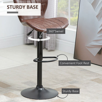 Adjustable Swivel Barstools Set of 2, PU Leather Upholstered Bar Chairs with Back Bar Stools   at Gallery Canada