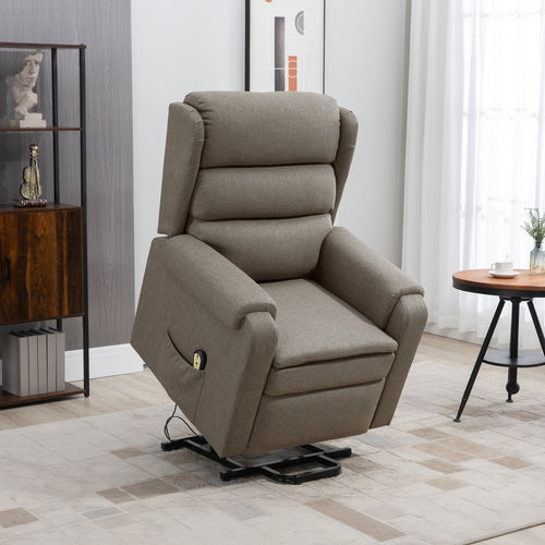 Lift Chair for Elderly, Power Chair Recliner with Footrest, Remote Control, Side Pockets for Living Room, Brown