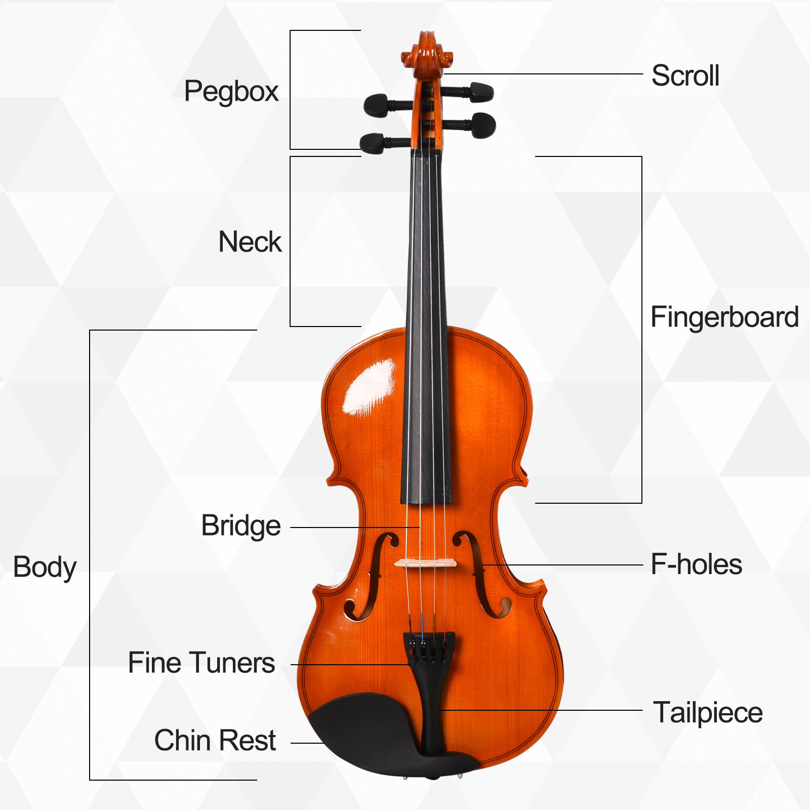 4/4 Violin Maple Wood Full Set of Accessories Storage Box, Orange Electronic Musical Pianos at Gallery Canada