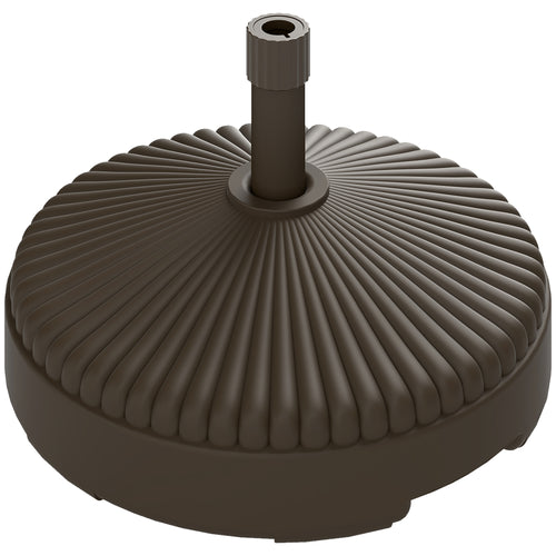 Round Patio Umbrella Base Parasol Holder Outdoor Umbrella Stand, Filled Up to 62lbs with Stand or 51lbs with Water for Garden, Poolside, Brown