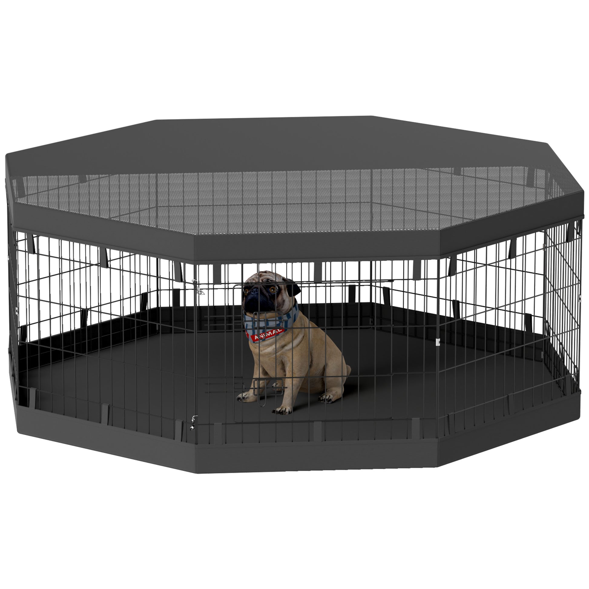 8 Panels Foldable Dog Playpen with Bottom Pad &; Top Cover, 24" High Houses, Kennels & Pens   at Gallery Canada