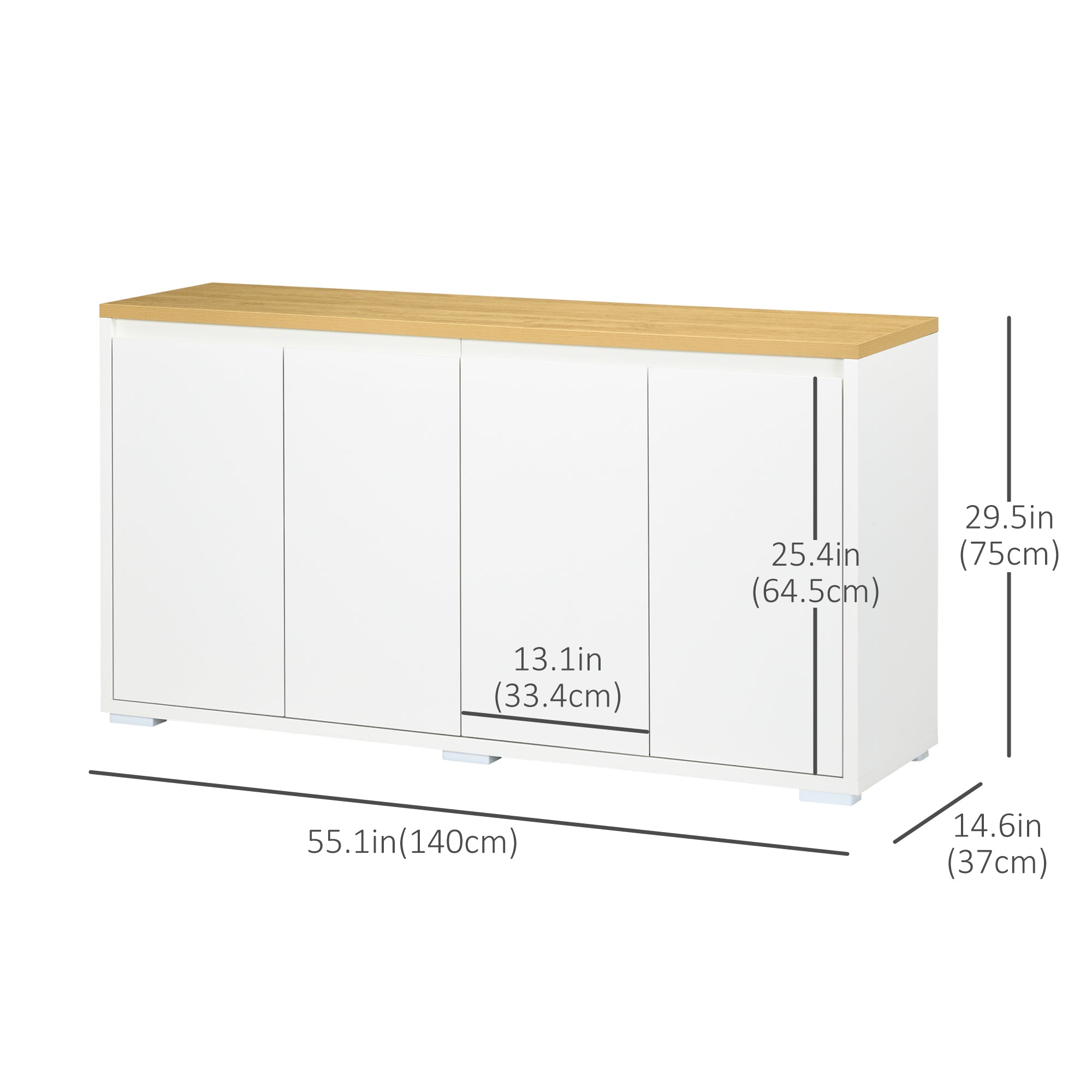 Sideboard Cabinet, Buffet Table with 2 Double Door Cupboards and Adjustable Shelves for Living Room, Entryway, White Bar Cabinets   at Gallery Canada