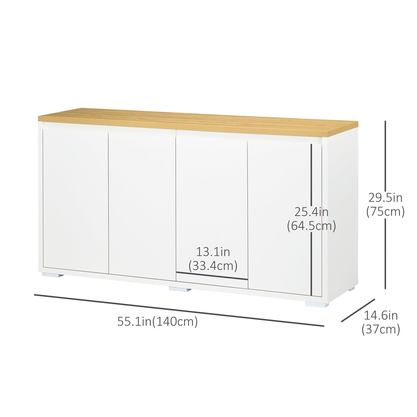 Sideboard Cabinet, Buffet Table with 2 Double Door Cupboards and Adjustable Shelves for Living Room, Entryway, White Bar Cabinets   at Gallery Canada