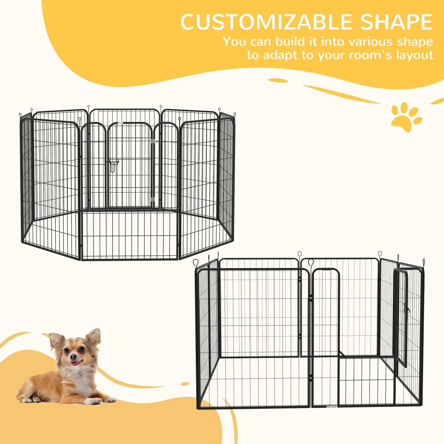 8 Panel Pet Playpen Play Yard Fence Home DIY Heavy-Duty Metal Foldable Indoor Outdoor 31" x 39.25" Houses, Kennels & Pens   at Gallery Canada