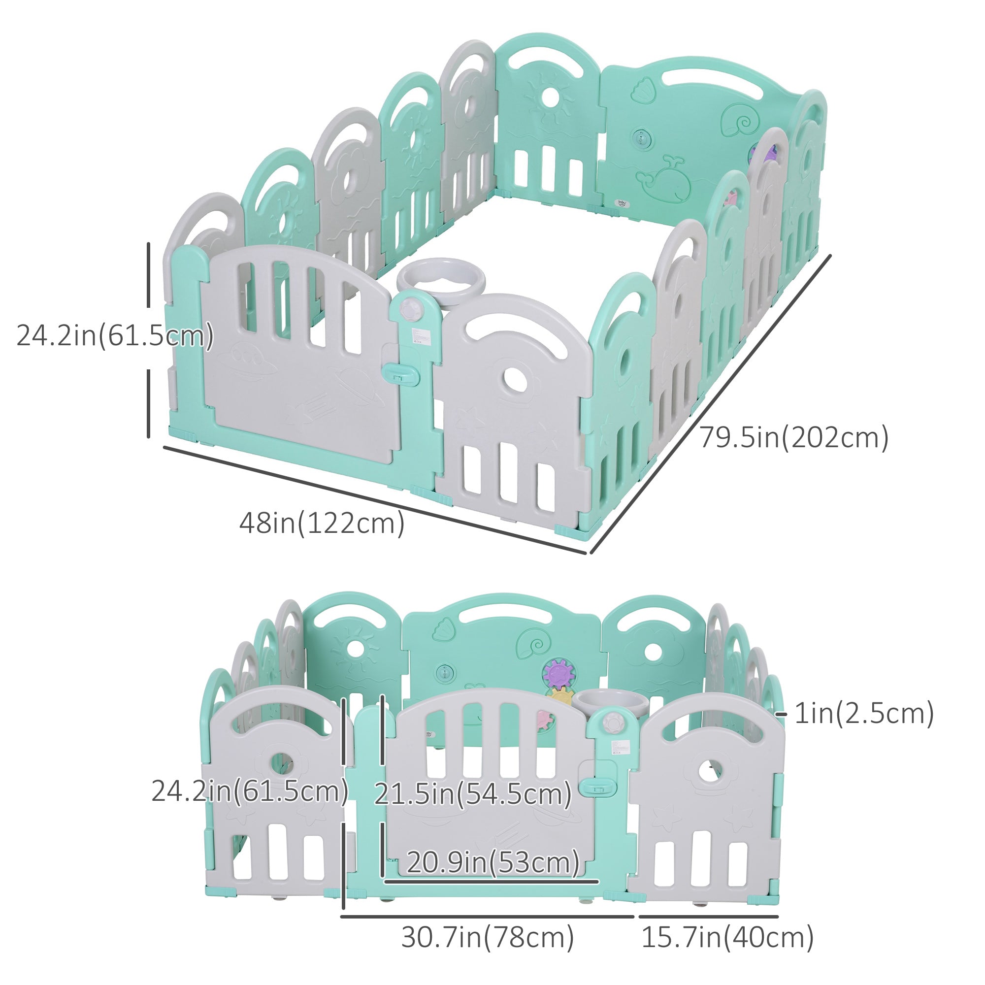 Baby Enclosure, 14 Panels Baby Playpen Baby Play Yard, Indoor &; Outdoor Kids Activity Center, Green Baby Enclosures   at Gallery Canada