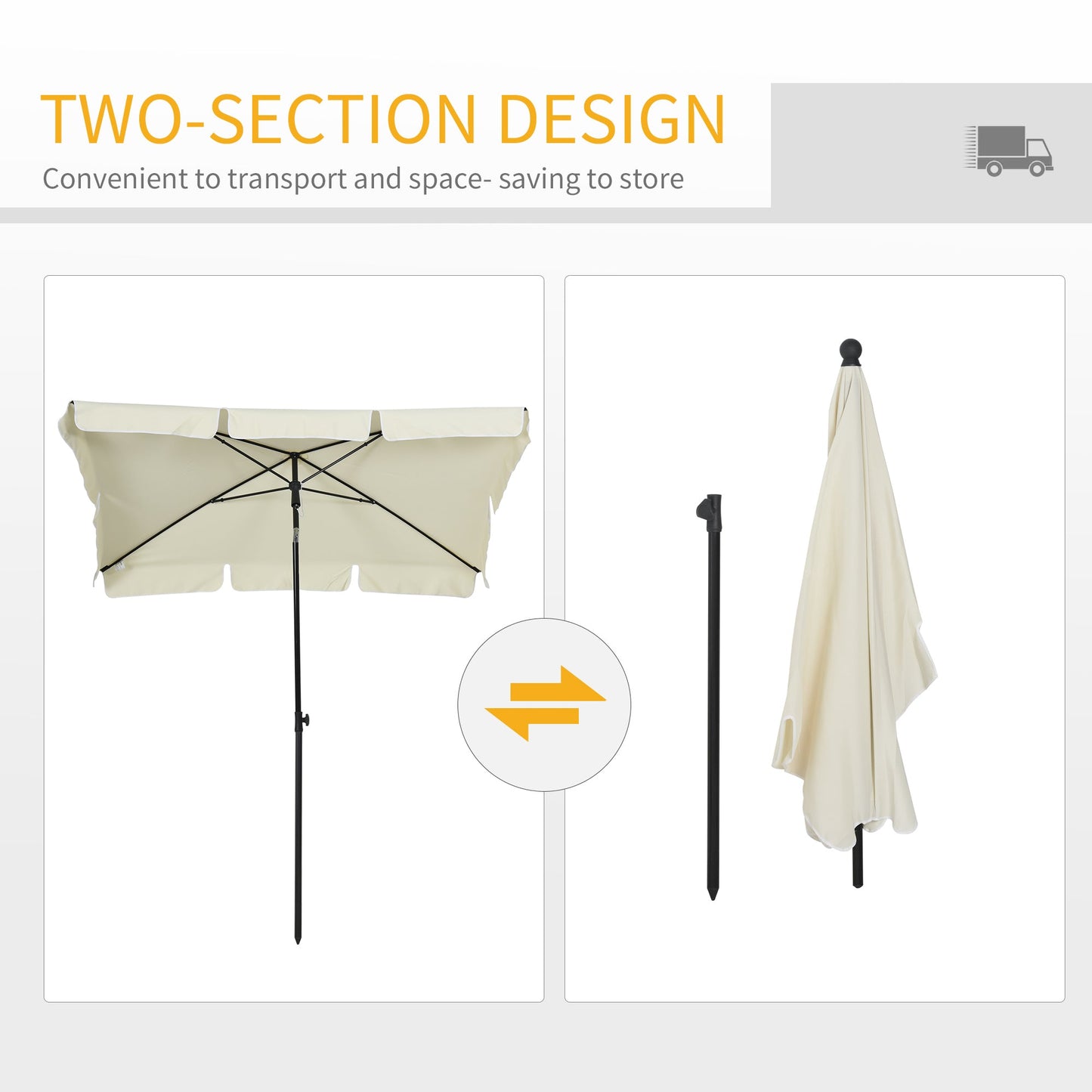 6.5x4ft Rectangle Patio Umbrella Aluminum Tilt Adjustable Garden Parasol Sun Shade Outdoor Canopy Cream White Sun Umbrellas   at Gallery Canada