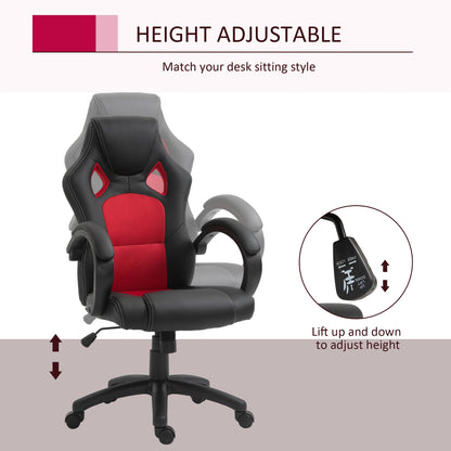 Racing Gaming Chair High Back Office Chair Computer Desk Gamer Chair with Swivel Wheels, Padded Headrest, Tilt Function, Red Video Game Chairs   at Gallery Canada